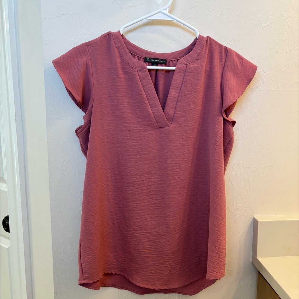 Adrianna Papell Dusty Rose Split Neck Blouse